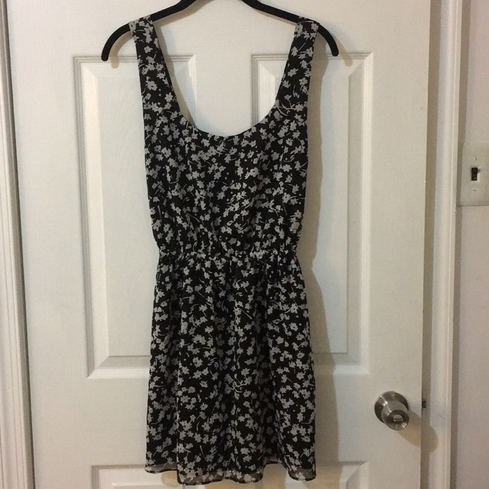 BCBG black and white floral dress